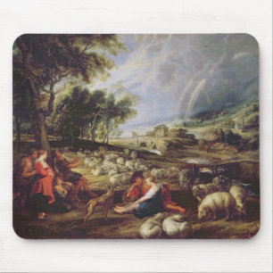 Landschaft mit einem Regenbogen Mousepad