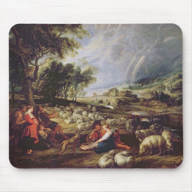 Landschaft mit einem Regenbogen Mousepad (Vorne)