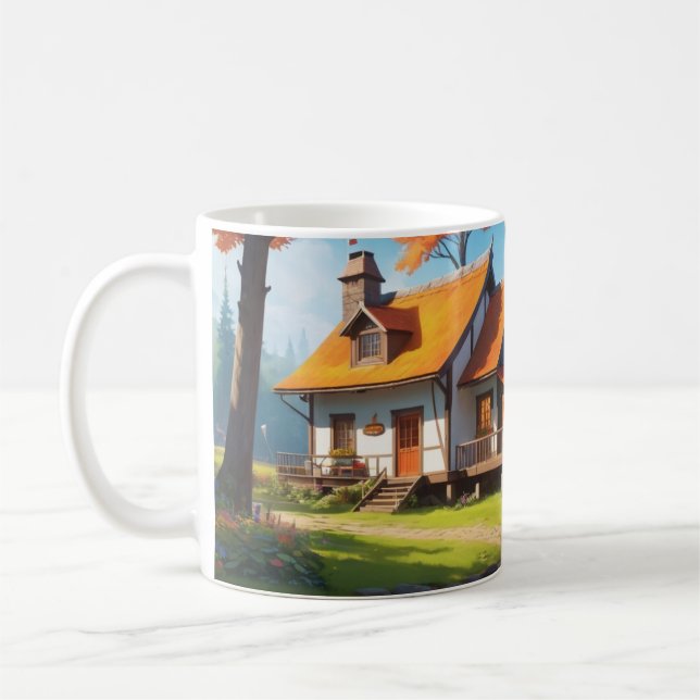 Landschaft mit einer Hütte neben dem See-5656 Kaffeetasse (Links)