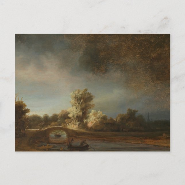 Landschaft mit einer Steinbrücke von Rembrandt Pos Postkarte (Vorderseite)