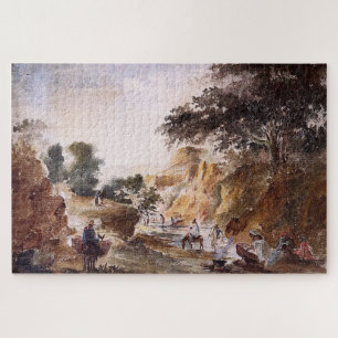 Landschaft mit Figuren an einem Fluss 1853-1854 - Puzzle