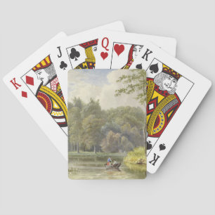 Landschaft mit Figuren in einem Roeibootje Vintage Spielkarten