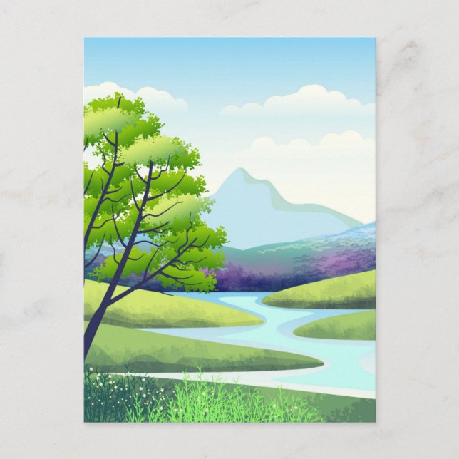 Landschaft mit Fluss Postkarte (Vorderseite)