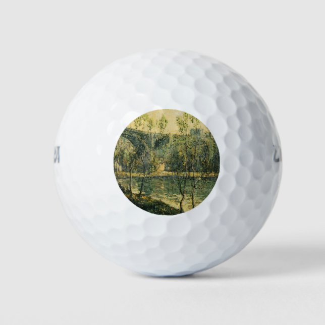Landschaft mit Fluss und Brücke: Frühlingsvormitta Golfball (Vorderseite)