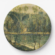 Landschaft mit Fluss und Brücke: Frühlingsvormitta