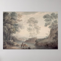 Landschaft mit Fluss und Pferden Wassersport