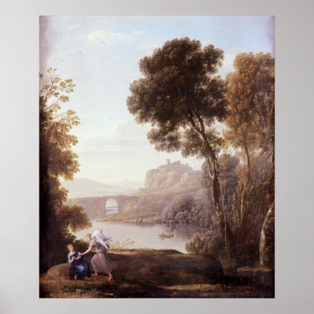 Landschaft mit Hagar und dem Engel, 1646 Poster (Vorne)