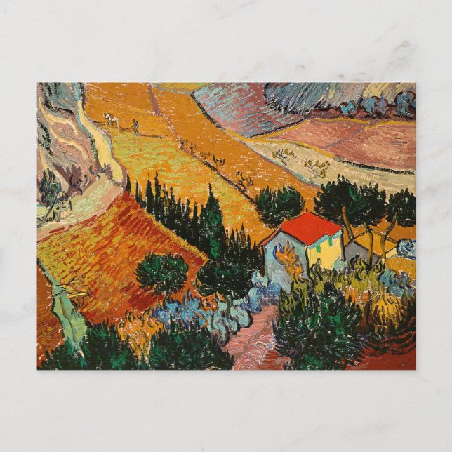 Landschaft mit Haus und Pflüger, Postkarte (Vorderseite)