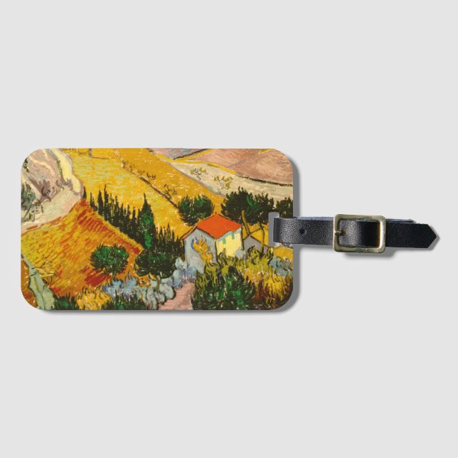 Landschaft mit Haus und PloughmaVincent van Gogh Gepäckanhänger (Vorderseite (Horizontal))