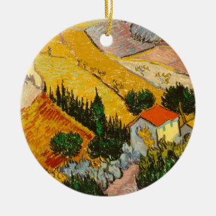 Landschaft mit Haus und PloughmaVincent van Gogh Keramik Ornament