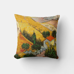 Landschaft mit Haus und PloughmaVincent van Gogh Kissen