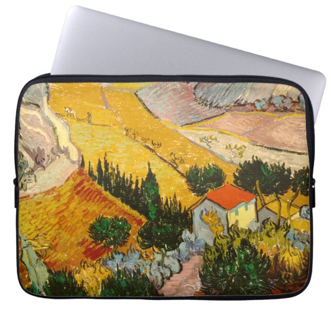 Landschaft mit Haus und PloughmaVincent van Gogh Laptopschutzhülle (Vorderseite)