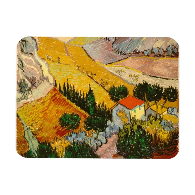 Landschaft mit Haus und PloughmaVincent van Gogh Magnet (Horizontal)