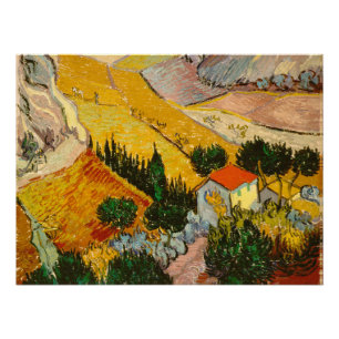 Landschaft mit Haus und PloughmaVincent van Gogh Poster