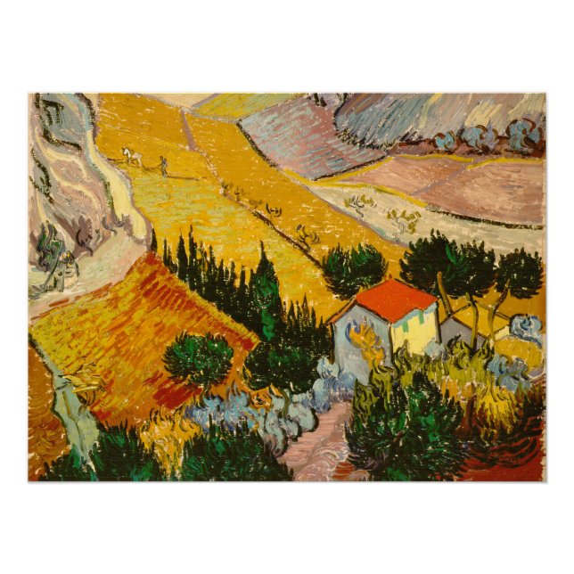 Landschaft mit Haus und PloughmaVincent van Gogh Poster (Vorderseite)