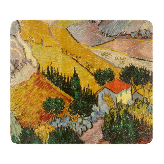 Landschaft mit Haus und PloughmaVincent van Gogh Schneidebrett (Vorderseite)