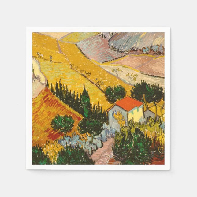 Landschaft mit Haus und PloughmaVincent van Gogh Serviette (Vorderseite)
