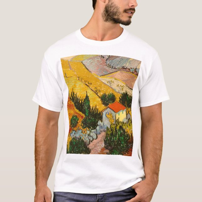Landschaft mit Haus und PloughmaVincent van Gogh T-Shirt (Vorderseite)