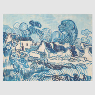Landschaft mit Häusern, 1890 von Vincent Van Gogh Seidenpapier