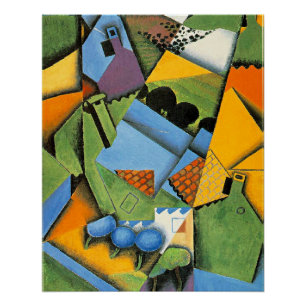 Landschaft mit Häusern in Ceret Poster