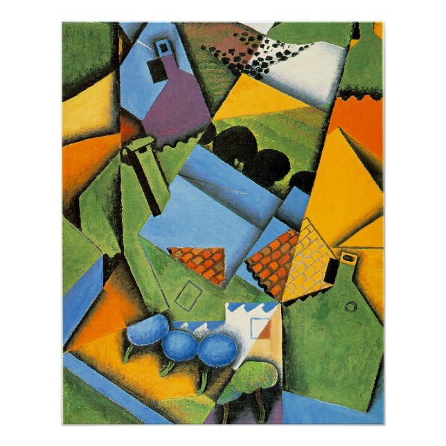 Landschaft mit Häusern in Ceret Poster (Vorderseite)