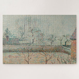Landschaft mit Häusern und Zaunwand, Frost & Nebel Puzzle