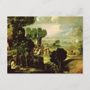 Landschaft mit Heiligen, 1520-30 Postkarte