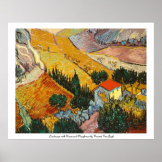 Landschaft mit House und Plowman Vincent VanGogh Poster