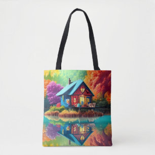 Landschaft mit Hütte und See-38566