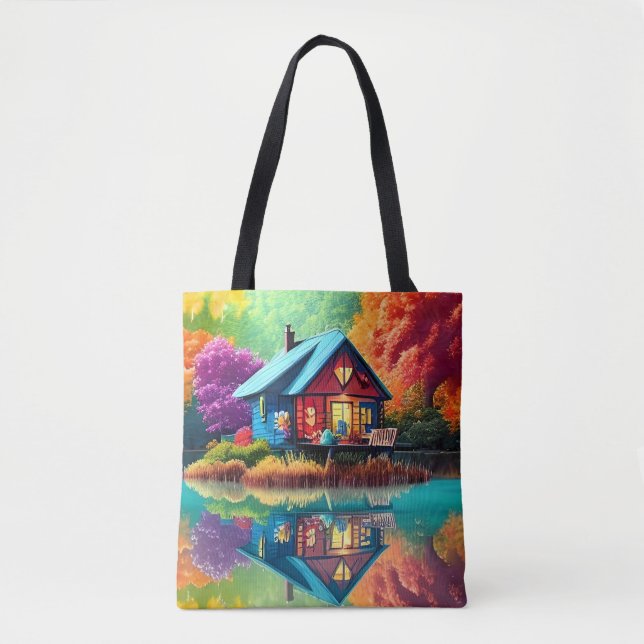 Landschaft mit Hütte und See-38566 (Vorderseite)