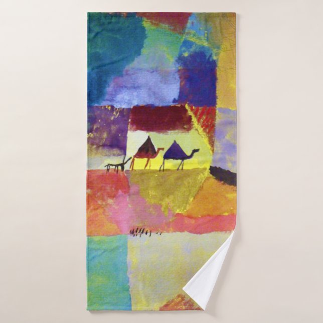 Landschaft mit Kameln, Paul Klee Badehandtuch (Badehandtuch)