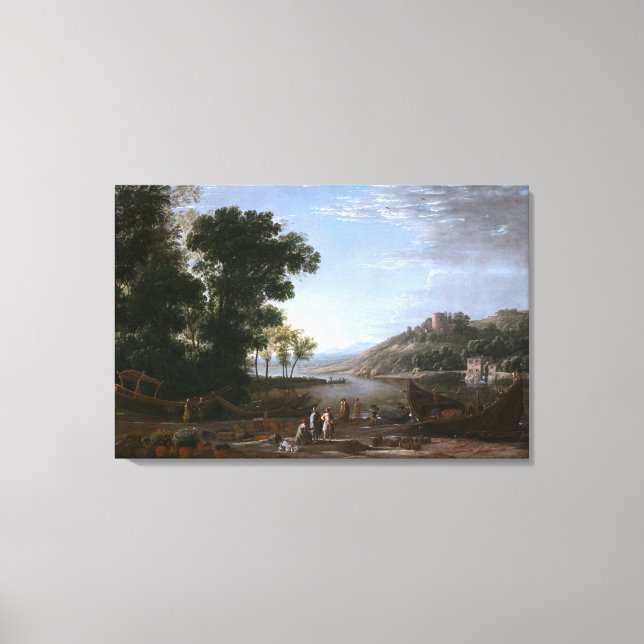 Landschaft mit Kaufleuten Leinwanddruck (Vorderseite)