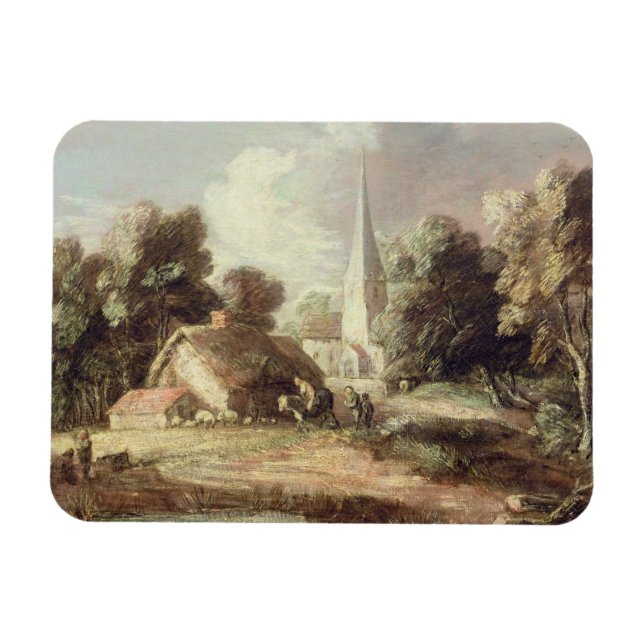 Landschaft mit Kirche, Hütte, Dörfern und An Magnet (Horizontal)