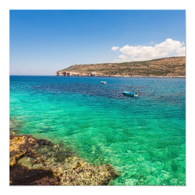 Landschaft mit kleinem Fischerboot Fotodruck (Vorne)