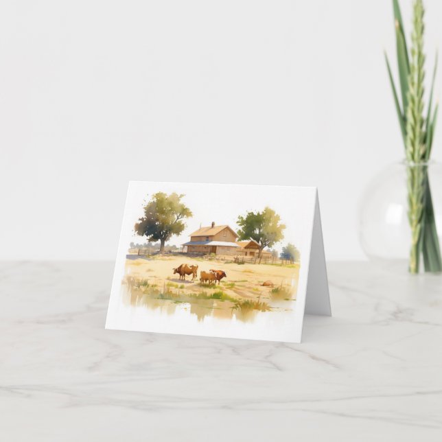 Landschaft mit Kühen und unsauberem Wasser Karte (Vorderseite)