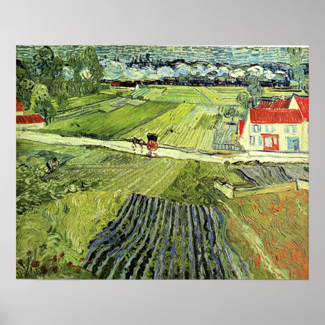 Landschaft mit Kutsche und Zug Poster (Vorne)