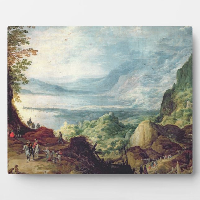 Landschaft mit Meer und Bergen (Öl auf Leinwand) Fotoplatte (Vorderseite)