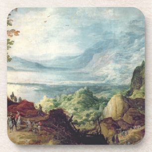Landschaft mit Meer und Bergen (Öl auf Leinwand) Getränkeuntersetzer