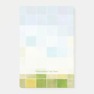 Landschaft mit mehrfarbigen, pixeligen Plätzen Post-it Klebezettel