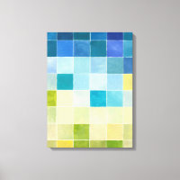 Landschaft mit mehrfarbigen, pixeligen Quadraten