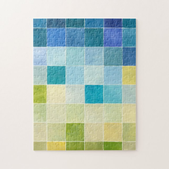 Landschaft mit mehrfarbigen, pixeligen Quadraten Puzzle (Vertikal)