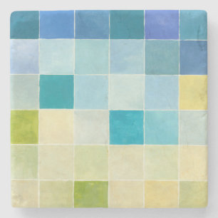 Landschaft mit mehrfarbigen, pixeligen Quadraten Steinuntersetzer
