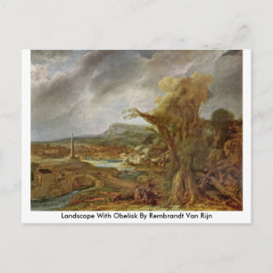 Landschaft mit Obelisk durch Rembrandt Van Rijn Postkarte