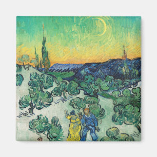 Landschaft mit Paarwandern & Crescent Moon Magnet