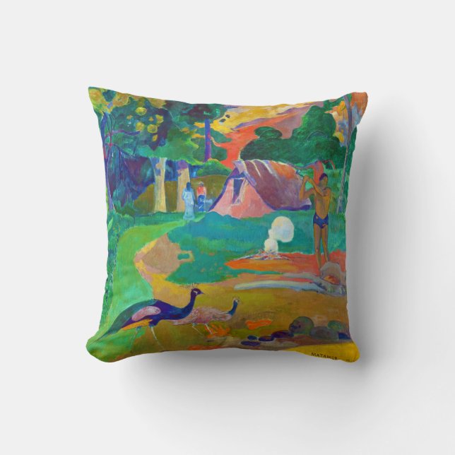 Landschaft mit Peakocks, Gauguin Kissen (Vorderseite)