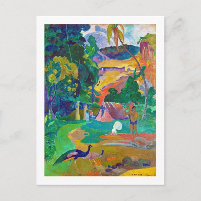 Landschaft mit Peakocks, Gauguin Postkarte (Vorderseite)