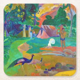 Landschaft mit Peakocks, Gauguin Rechteckiger Pappuntersetzer