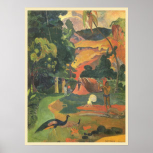 Landschaft mit Pfauen von Paul Gauguin Poster