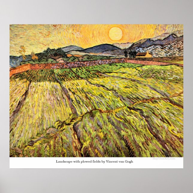 Landschaft mit Pflügen von Vincent van Gogh Poster (Vorne)