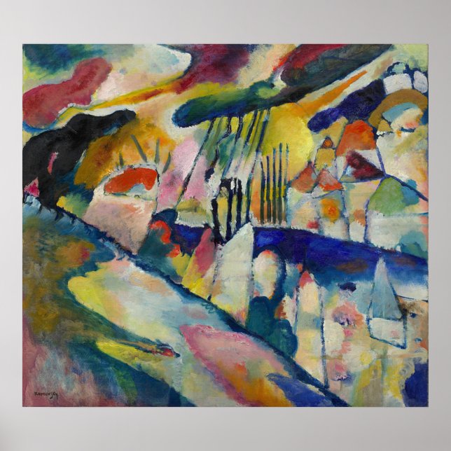 Landschaft mit Regen von Vasily Kandinsky Poster (Vorne)